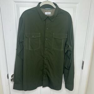 Columbia Men's Hiking Shirt Size Large Green Long Sleeve